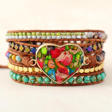 Attractive Love Heart Jasper Wrap Bracelet-Your Soul Place